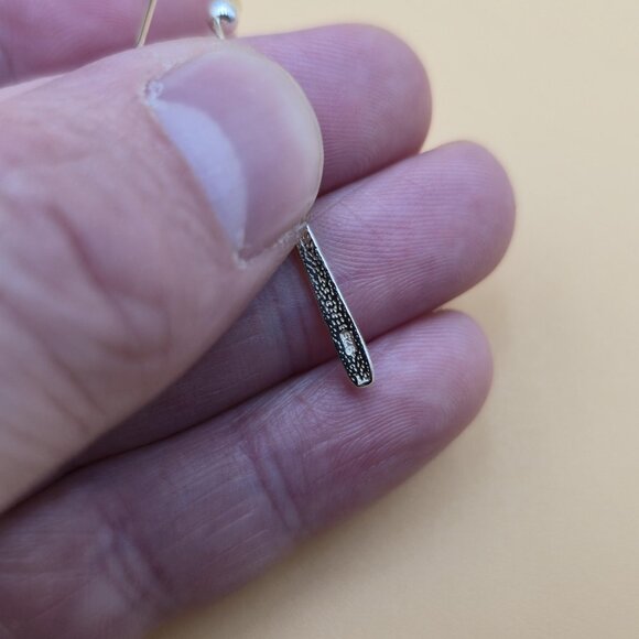 Sterling Silver Simple Bar Dangle Earrings A5767 - Picture 4 of 6